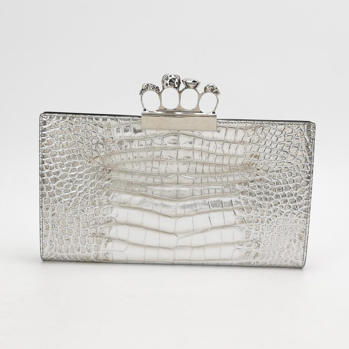 Alexander Mcqueen Skull Clutch Silver