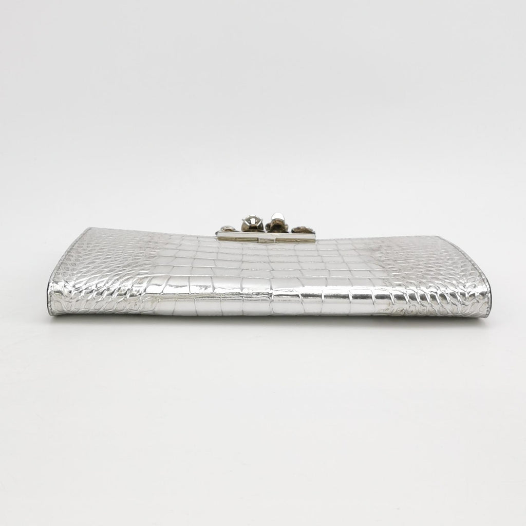 Alexander Mcqueen Skull Clutch Silver