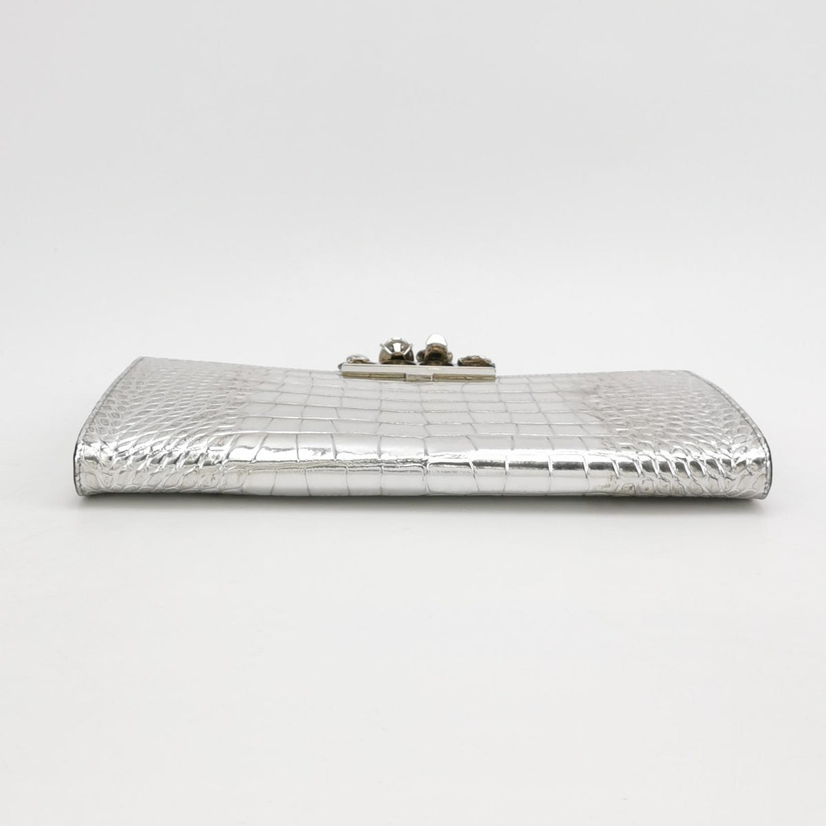 Alexander Mcqueen Skull Clutch Silver