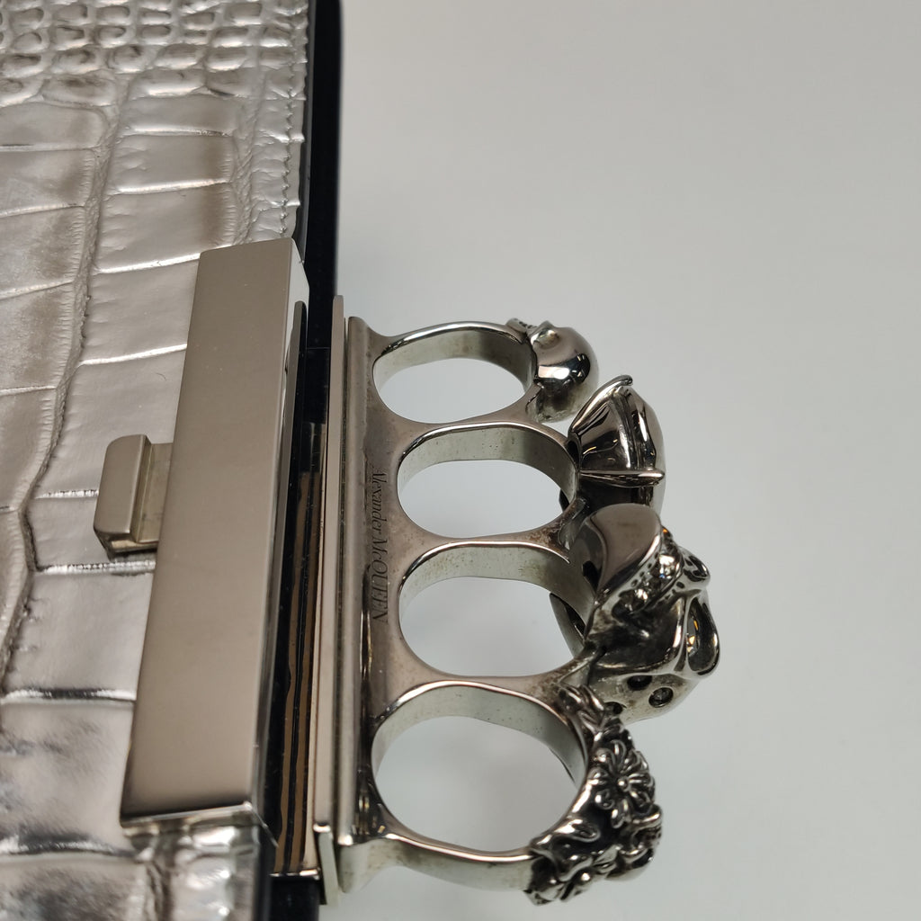 Alexander Mcqueen Skull Clutch Silver