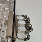 Alexander Mcqueen Skull Clutch Silver