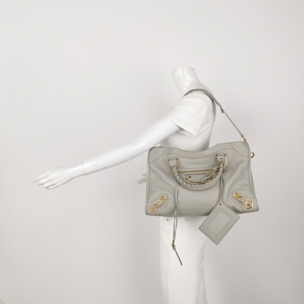 Balenciaga Medium City Metallic Edge Gray GHW