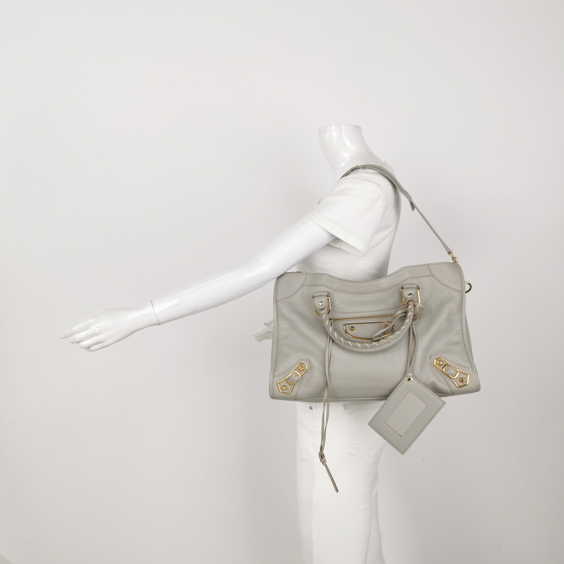 Balenciaga Medium City Metallic Edge Gray GHW