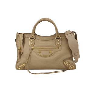 Balenciaga City Medium Metallic Edge Beige GHW