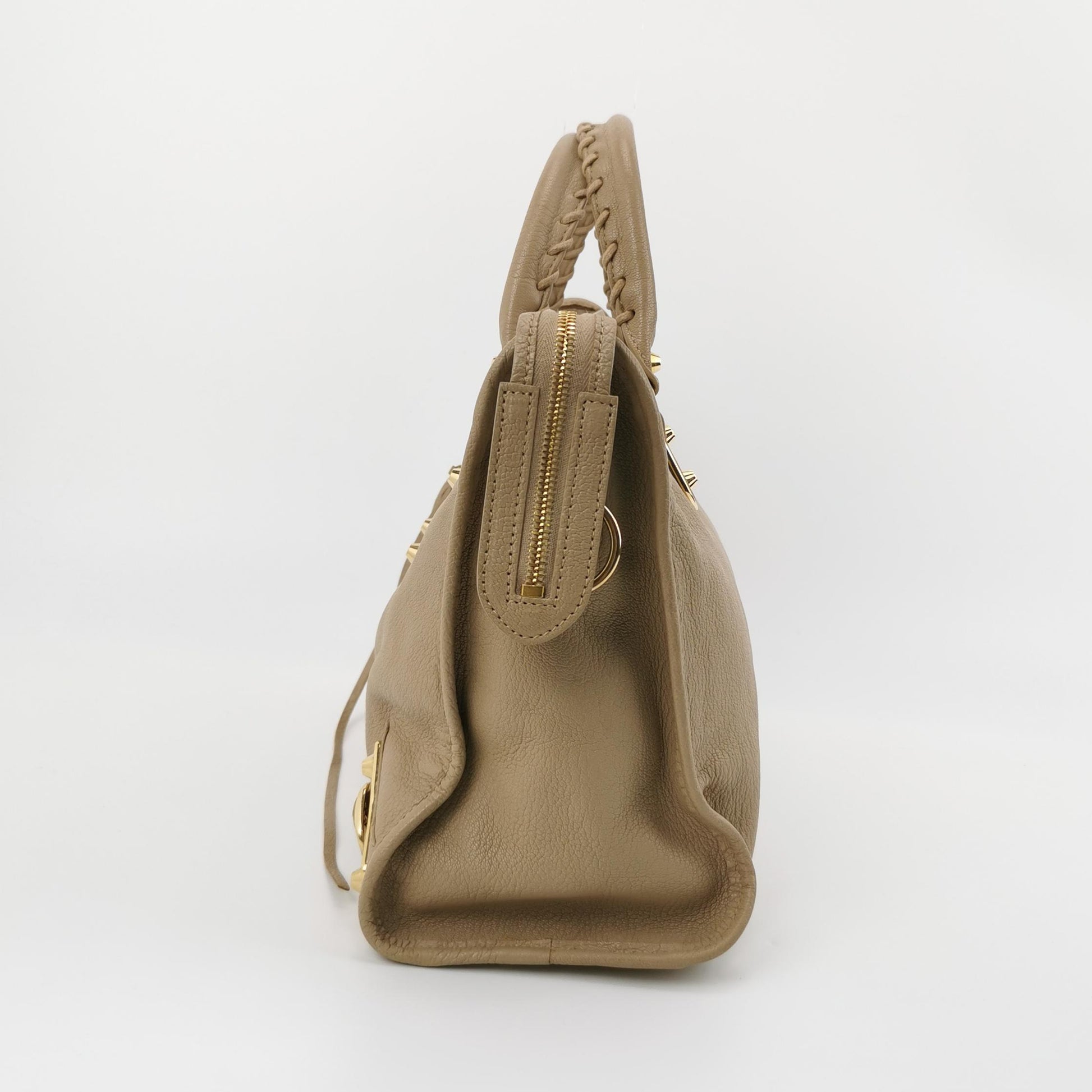 Balenciaga City Medium Metallic Edge Beige GHW
