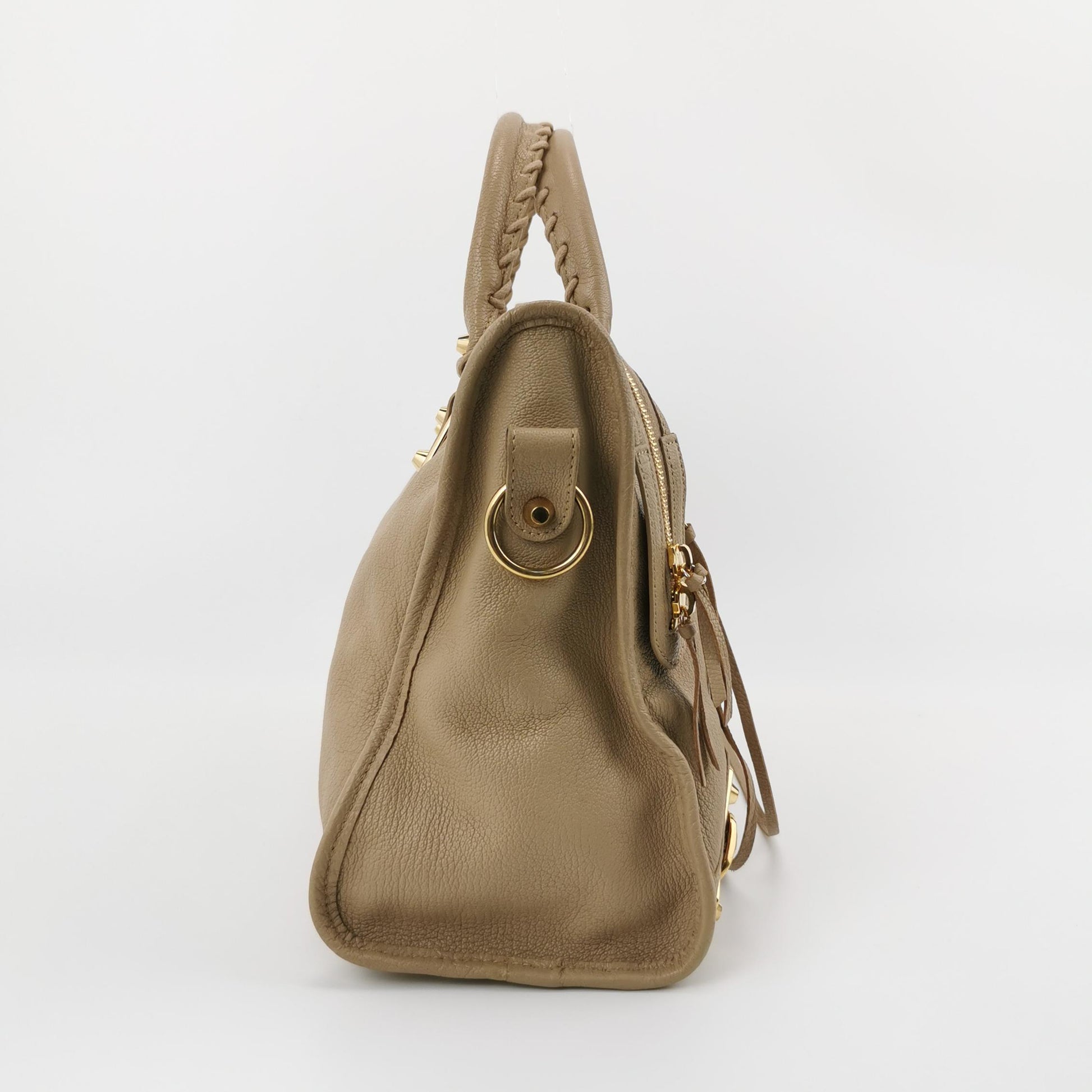 Balenciaga City Medium Metallic Edge Beige GHW