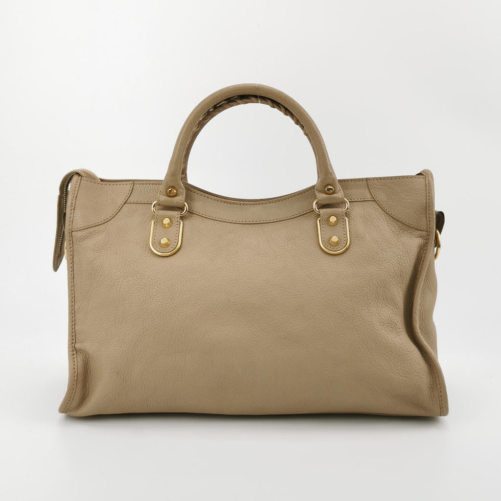 Balenciaga City Medium Metallic Edge Beige GHW
