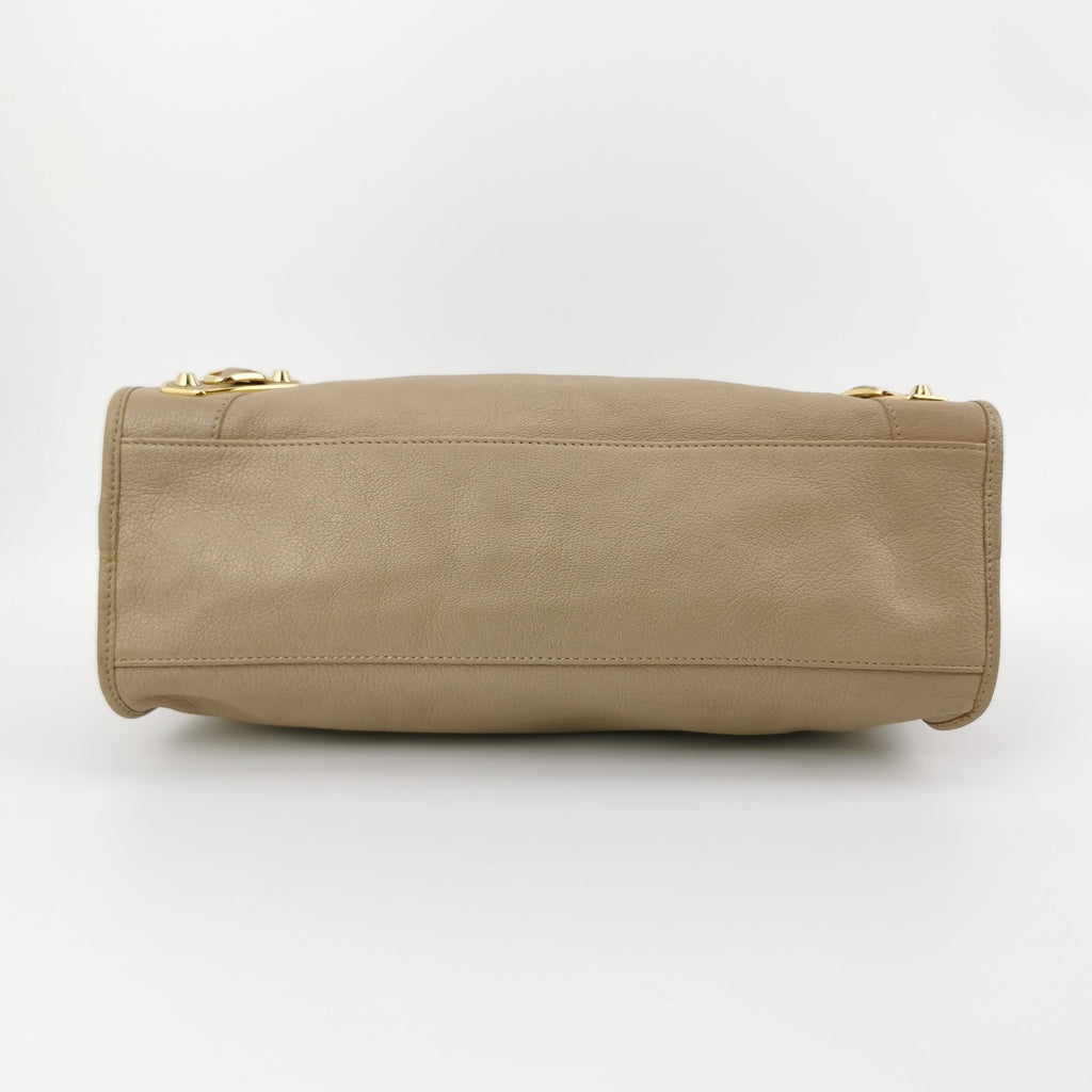 Balenciaga City Medium Metallic Edge Beige GHW