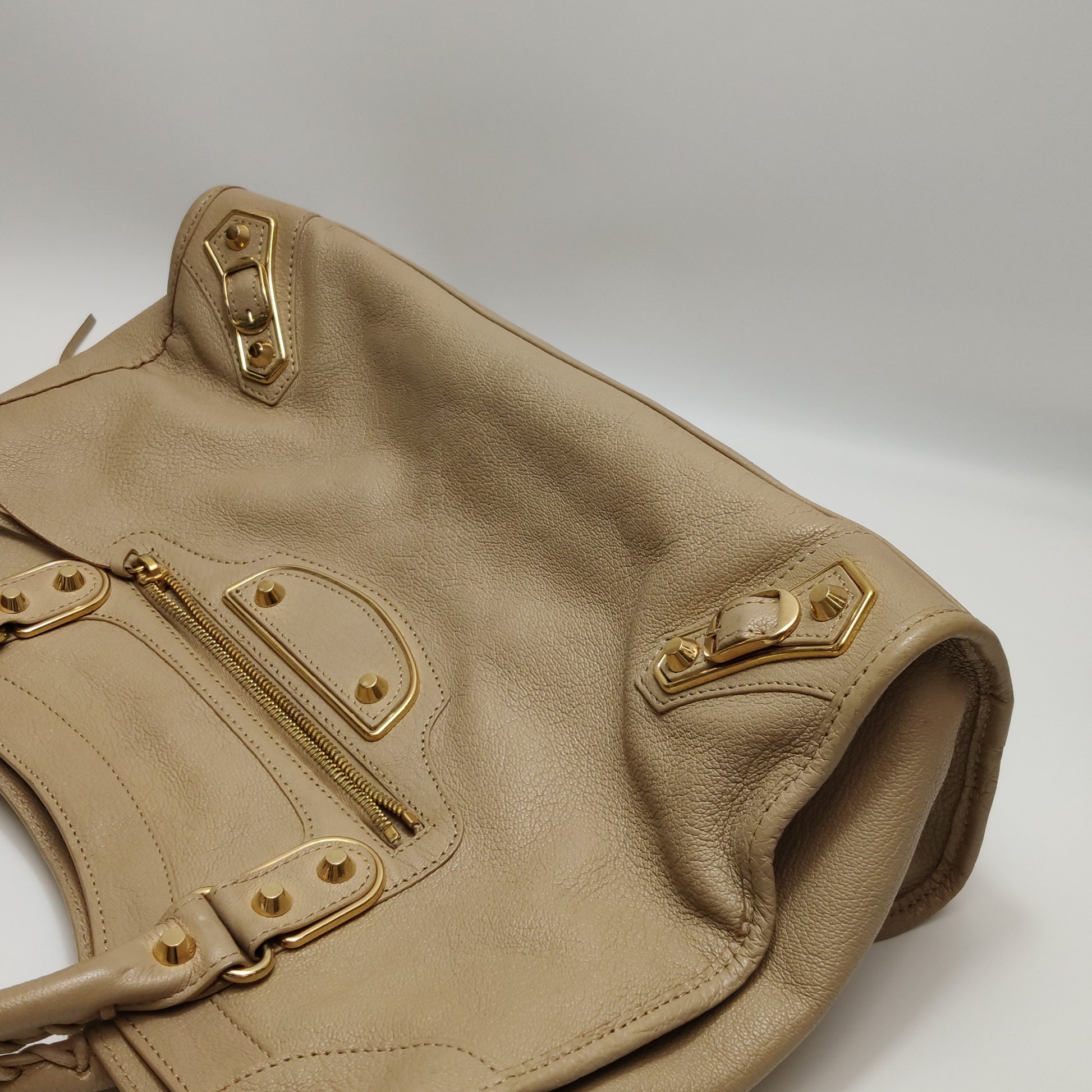 Balenciaga City Medium Metallic Edge Beige GHW