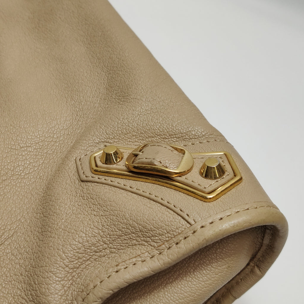 Balenciaga City Medium Metallic Edge Beige GHW
