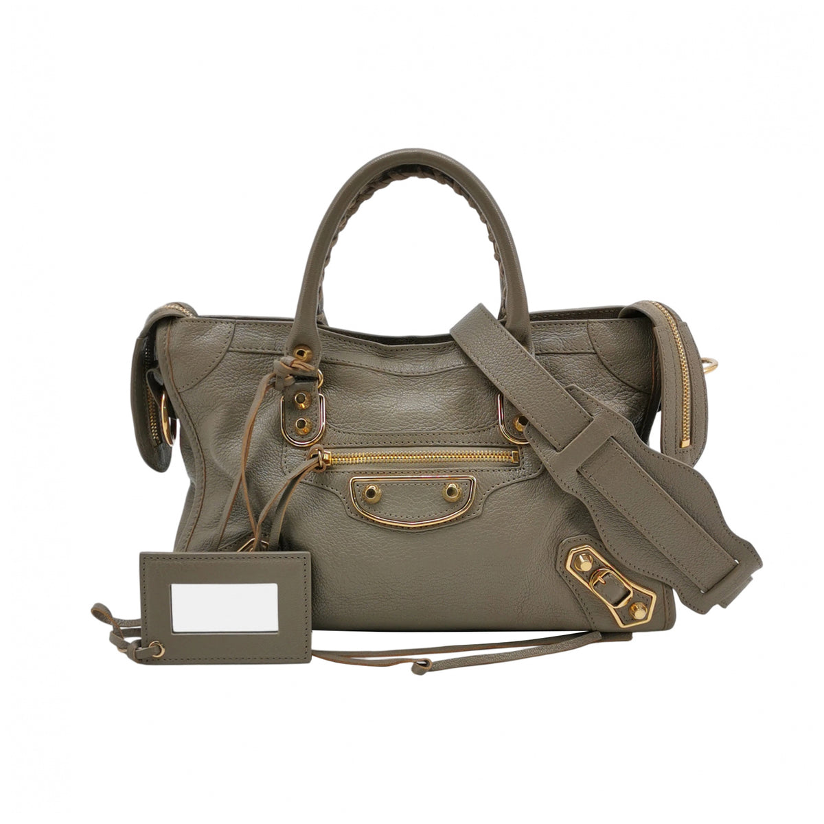 Balenciaga City Small Metallic Edge Taupe