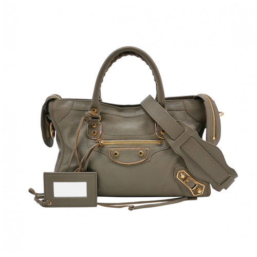 Balenciaga City Small Metallic Edge Taupe