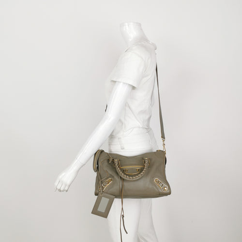 Balenciaga City Small Metallic Edge Taupe