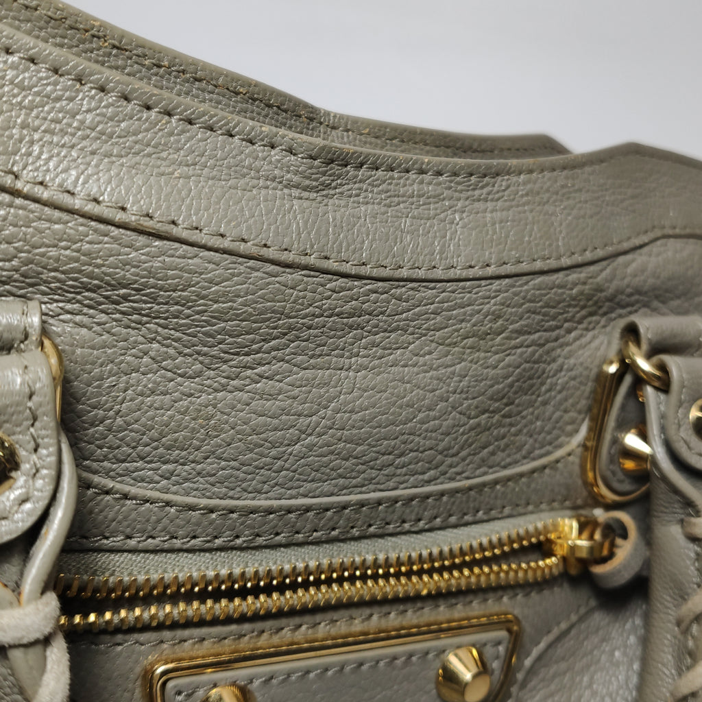 Balenciaga City Small Metallic Edge Taupe
