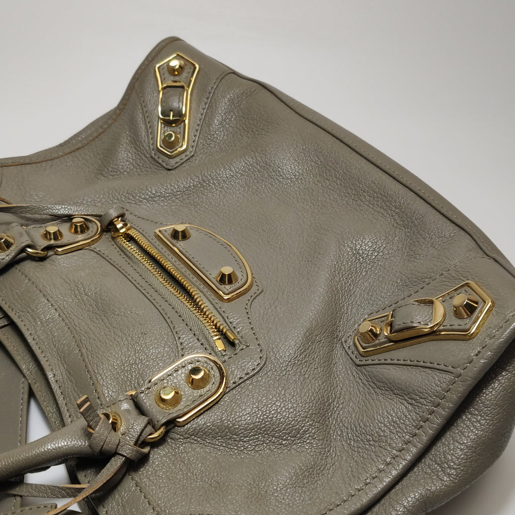 Balenciaga City Small Metallic Edge Taupe