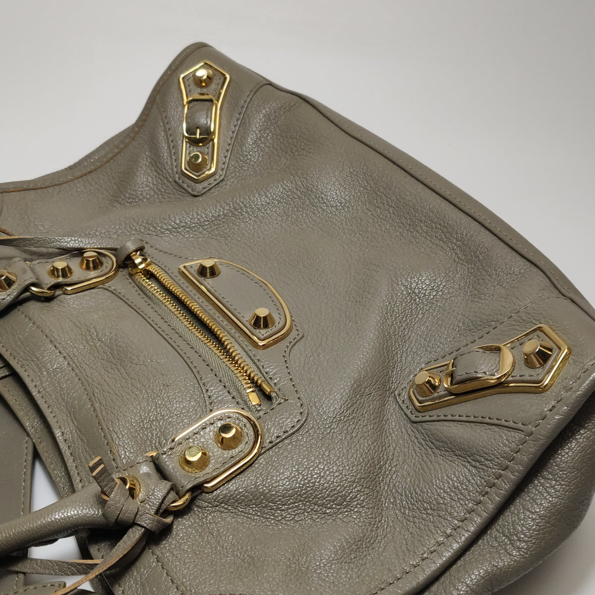 Balenciaga City Small Metallic Edge Taupe