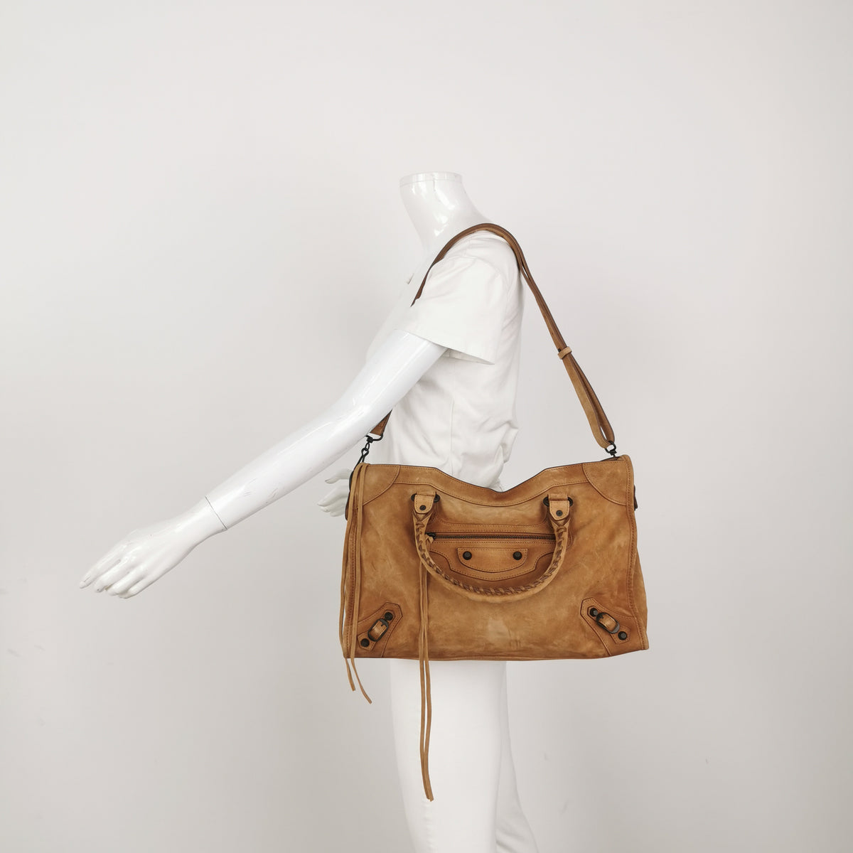 Balenciaga Le City Medium Suede Tan