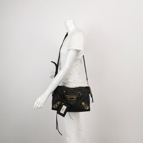 Balenciaga City Small Metallic Edge Black