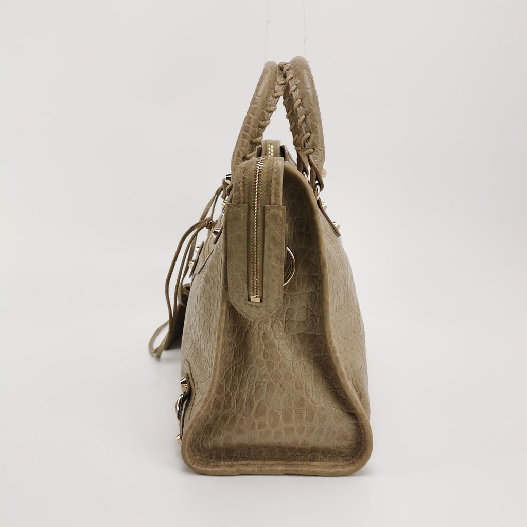 Balenciaga City Medium Metallic Edge Croc