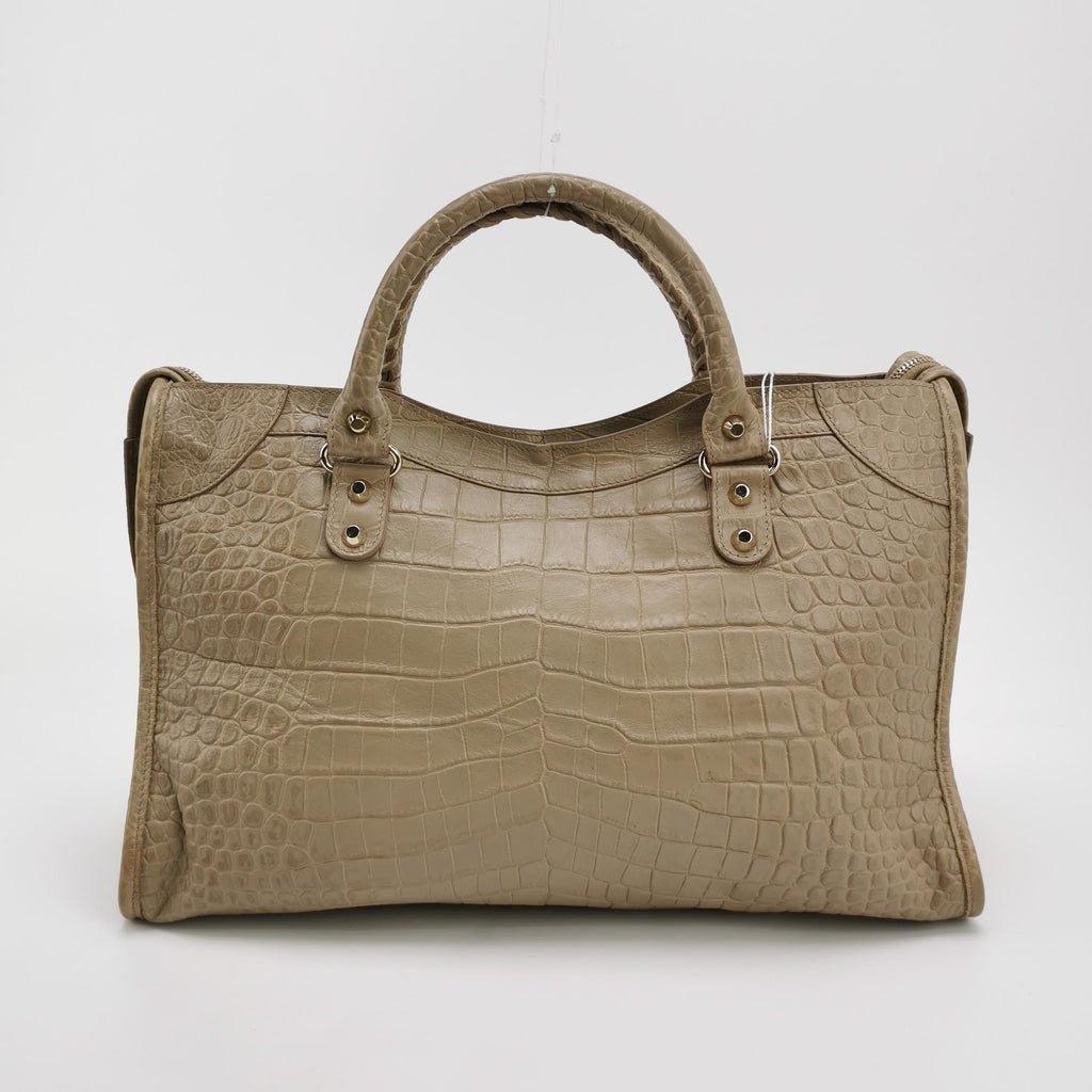Balenciaga City Medium Metallic Edge Croc
