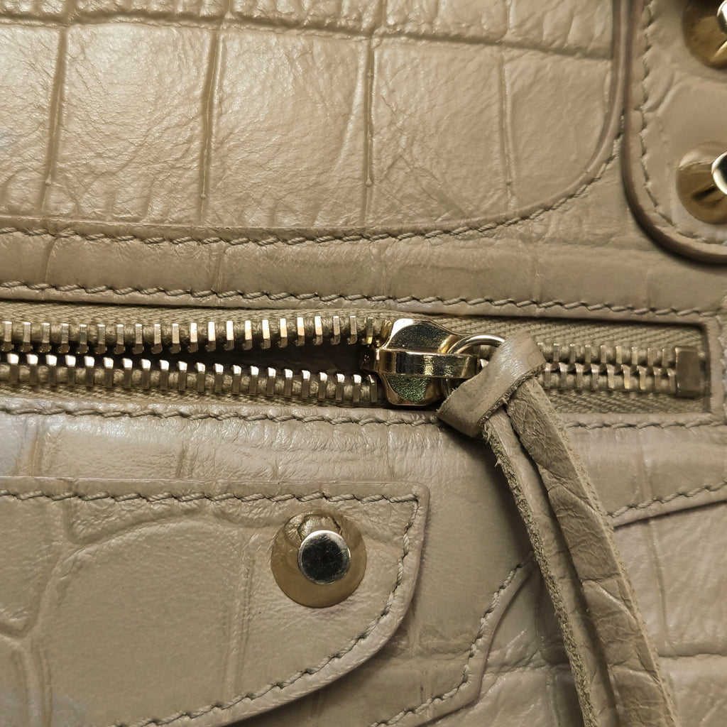 Balenciaga City Medium Metallic Edge Croc
