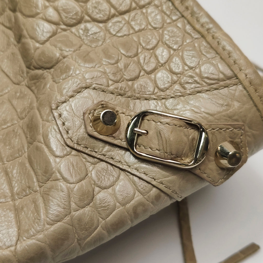 Balenciaga City Medium Metallic Edge Croc