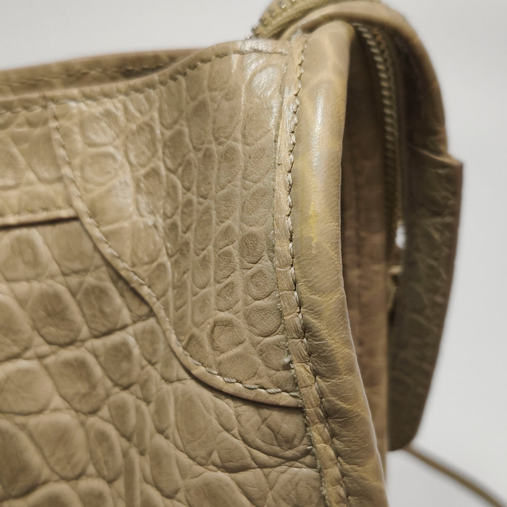 Balenciaga City Medium Metallic Edge Croc