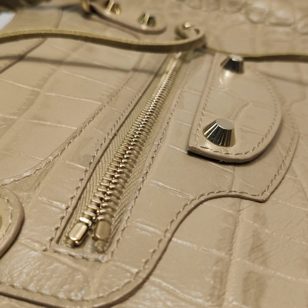 Balenciaga City Medium Metallic Edge Croc