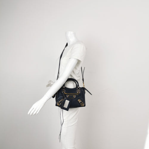 Balenciaga Mini City Metallic Edge Navy Blue