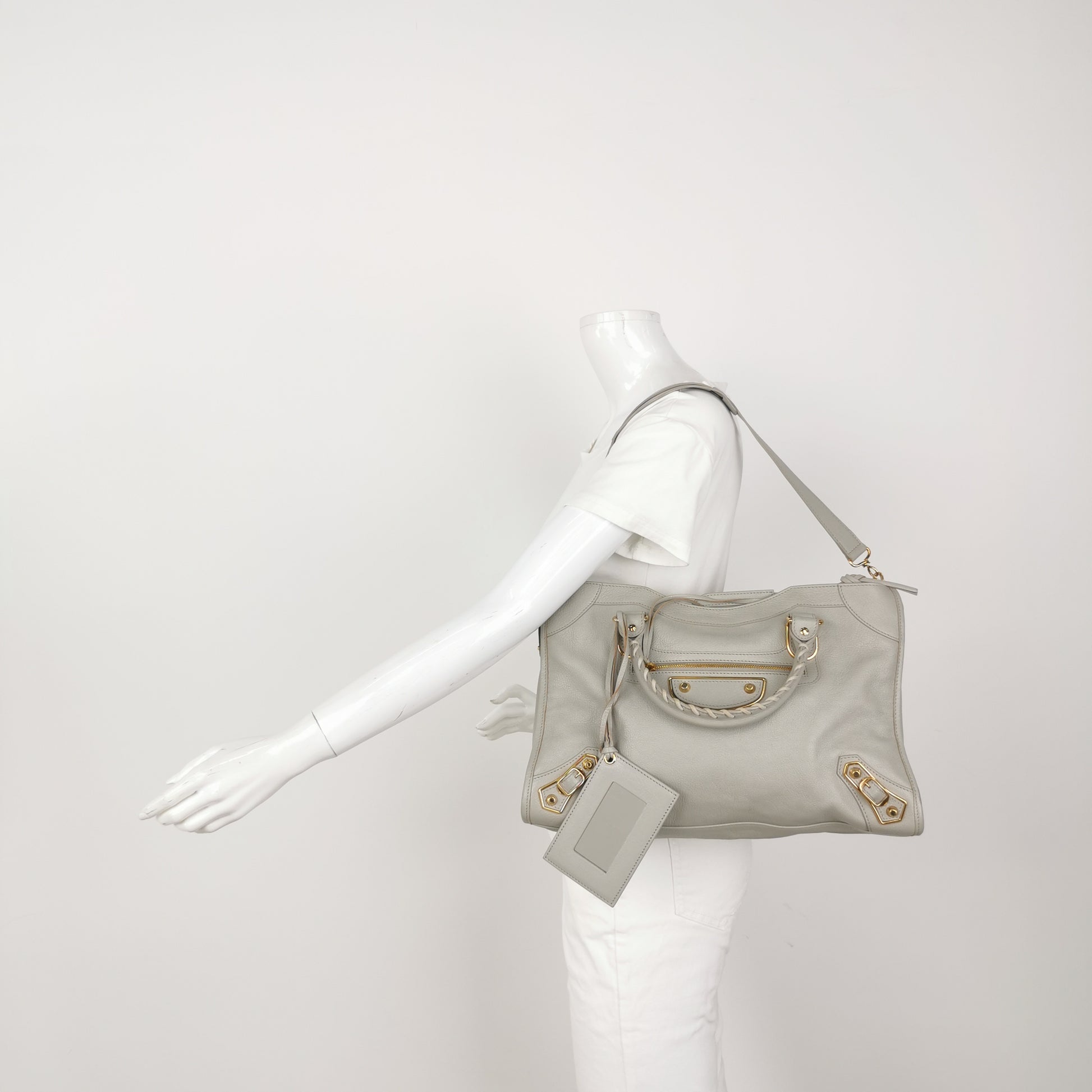 Balenciaga City Medium Metallic Edge Icy Gray GHW