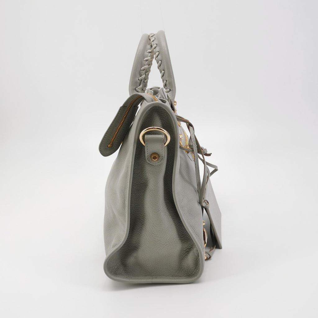 Balenciaga City Medium Metallic Edge Icy Gray GHW