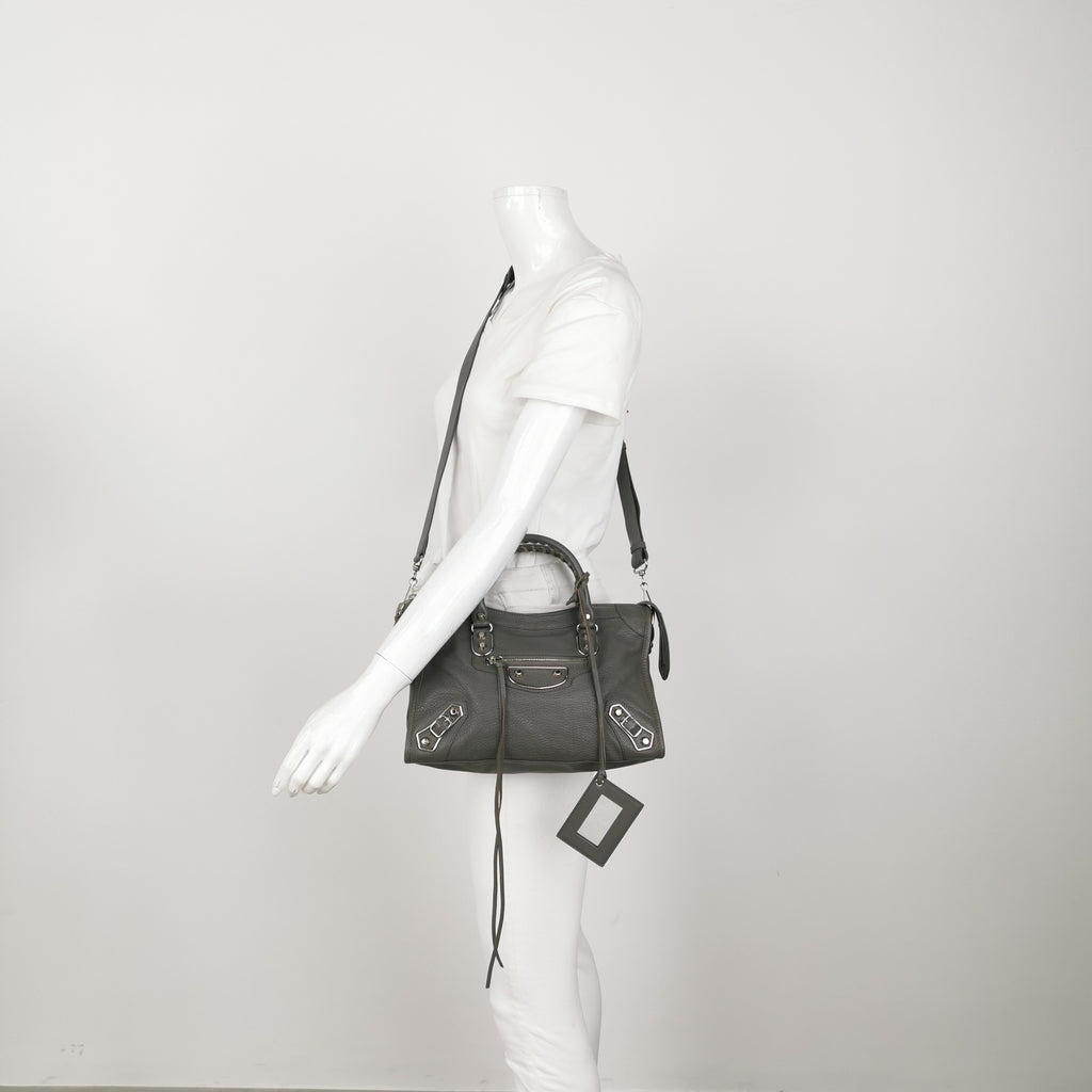 Balenciaga Small City Metallic Edge Gray SHW