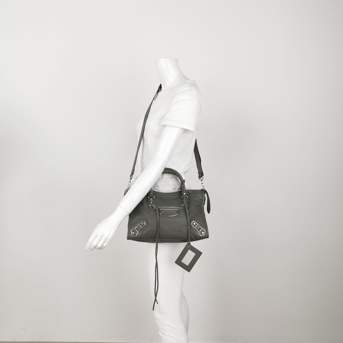 Balenciaga Small City Metallic Edge Gray SHW