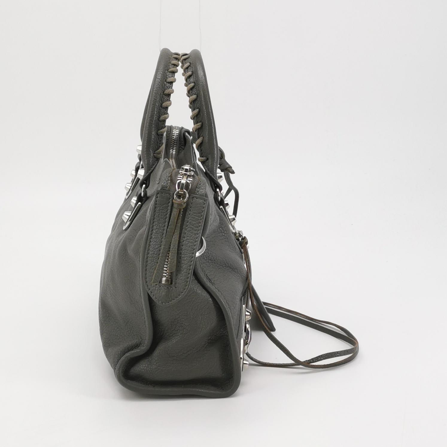 Balenciaga Small City Metallic Edge Gray SHW