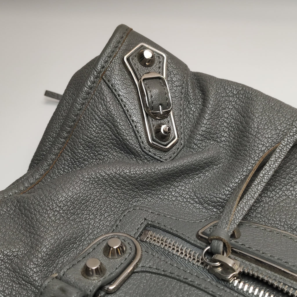 Balenciaga Small City Metallic Edge Gray SHW