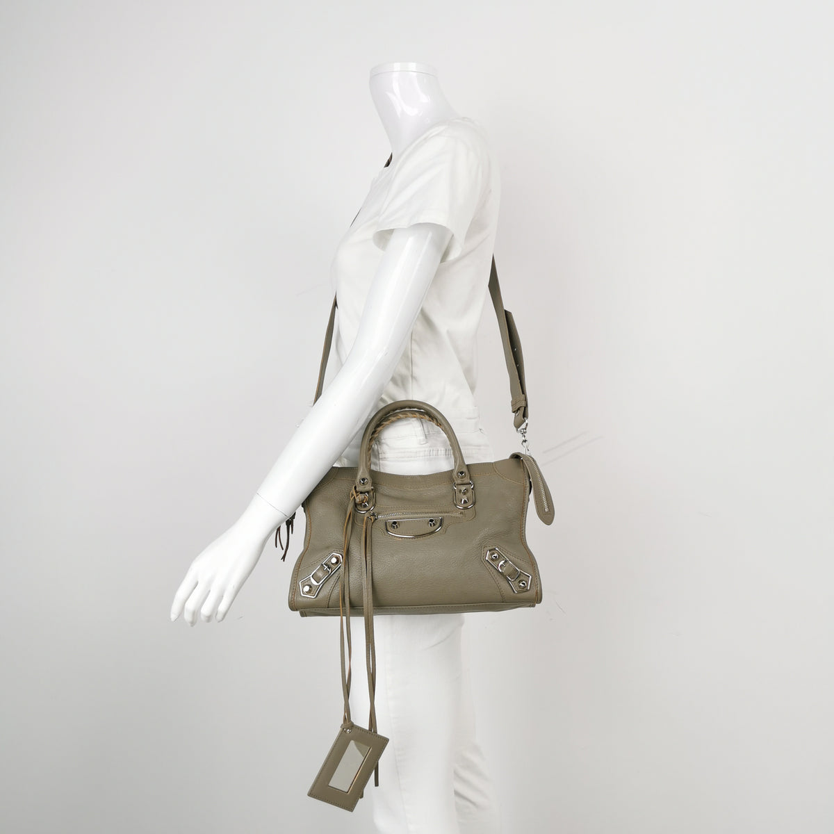 Balenciaga City Small Metallic Edge Taupe SHW
