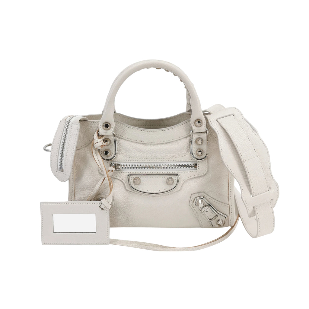 Balenciaga Mini City Metallic Edge White SHW