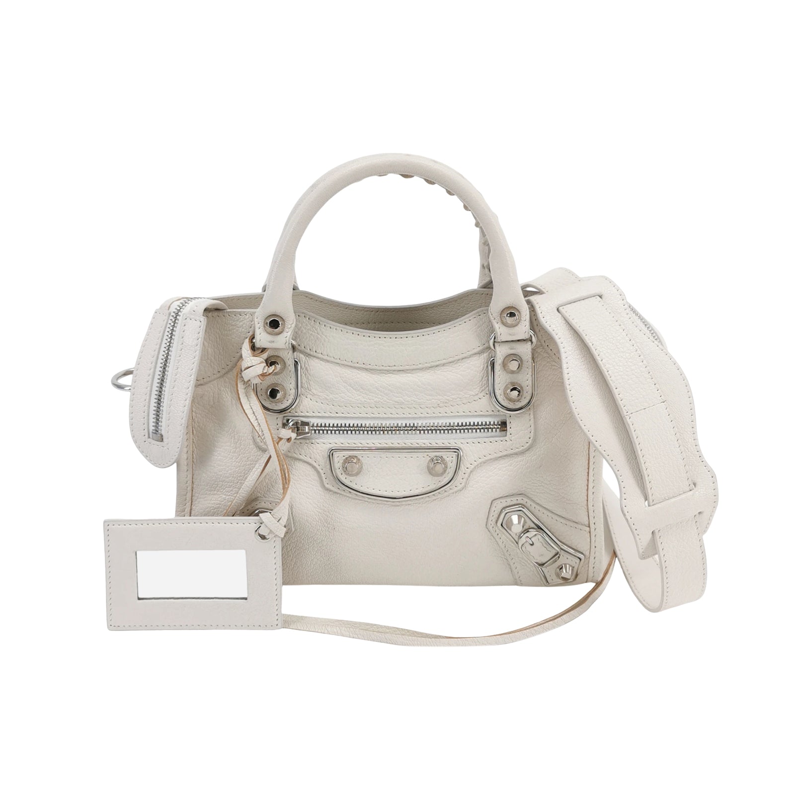 Balenciaga Mini City Metallic Edge White SHW