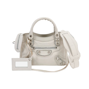 Balenciaga Mini City Metallic Edge White SHW