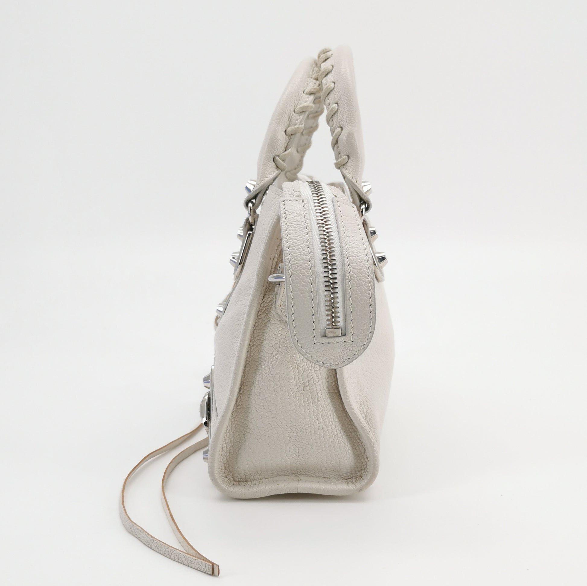 Balenciaga Mini City Metallic Edge White SHW