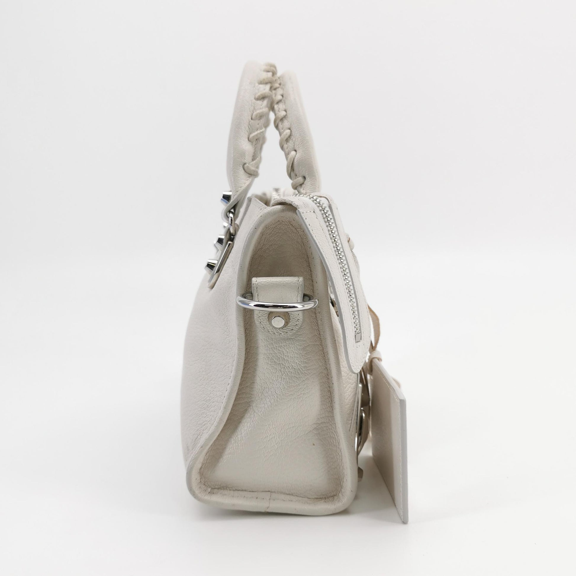 Balenciaga Mini City Metallic Edge White SHW