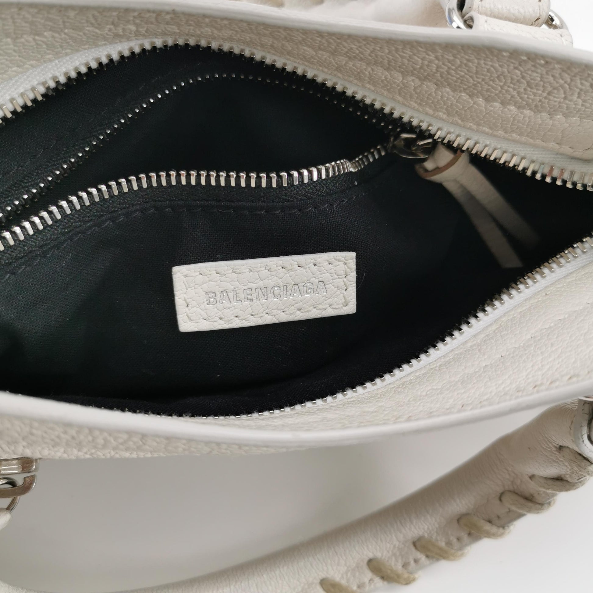 Balenciaga Mini City Metallic Edge White SHW