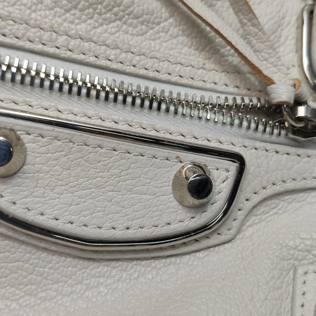 Balenciaga Mini City Metallic Edge White SHW