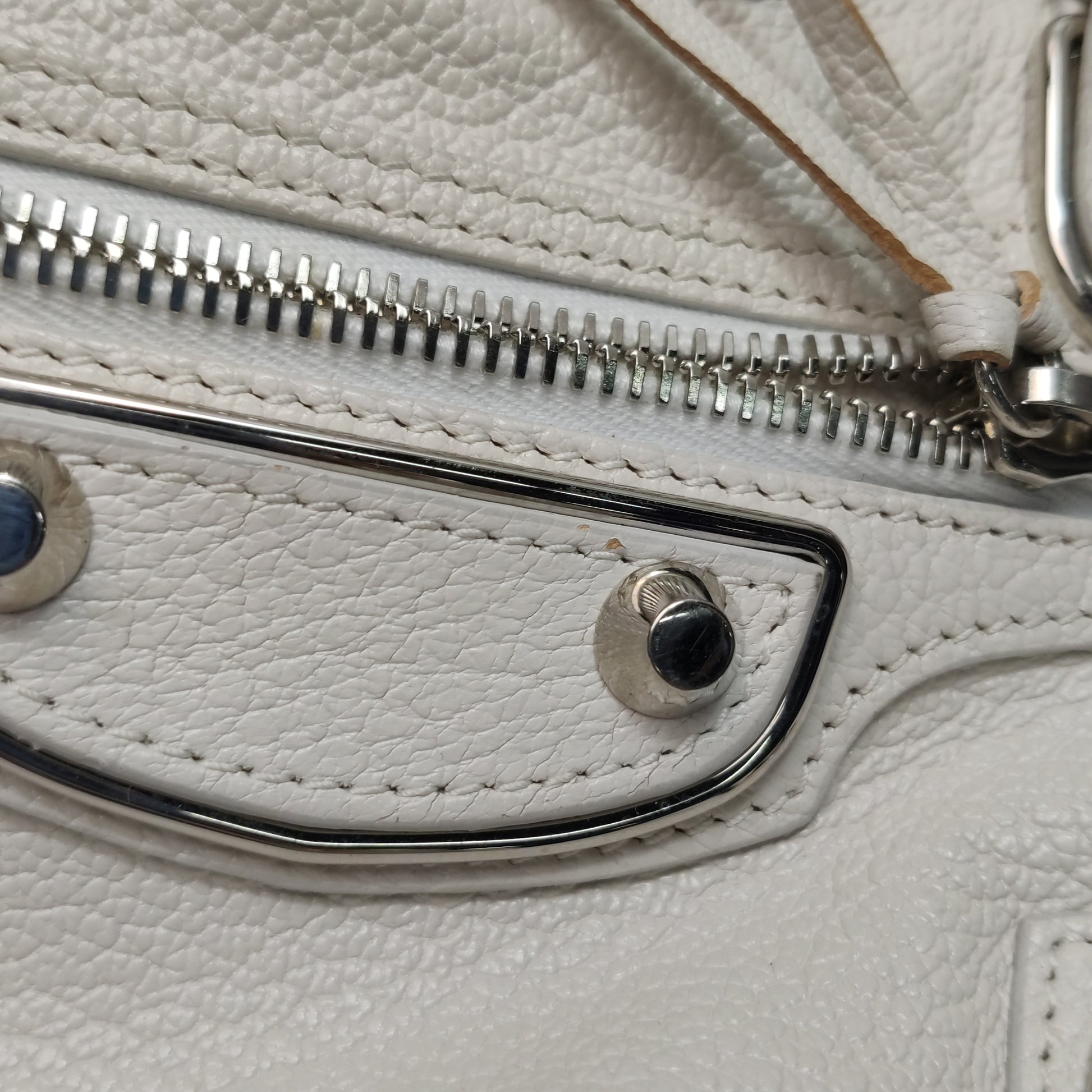 Balenciaga Mini City Metallic Edge White SHW