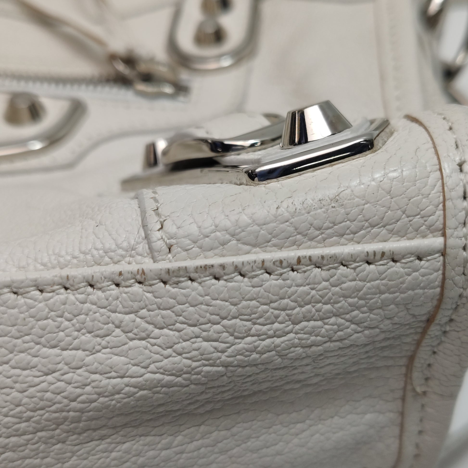 Balenciaga Mini City Metallic Edge White SHW