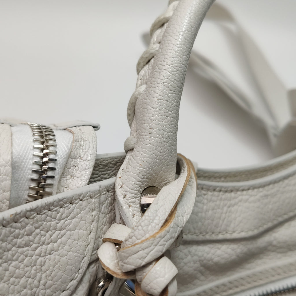 Balenciaga Mini City Metallic Edge White SHW