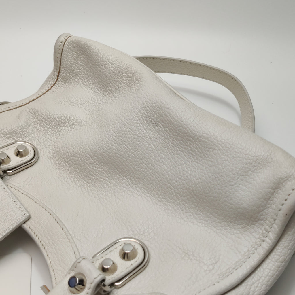 Balenciaga Mini City Metallic Edge White SHW