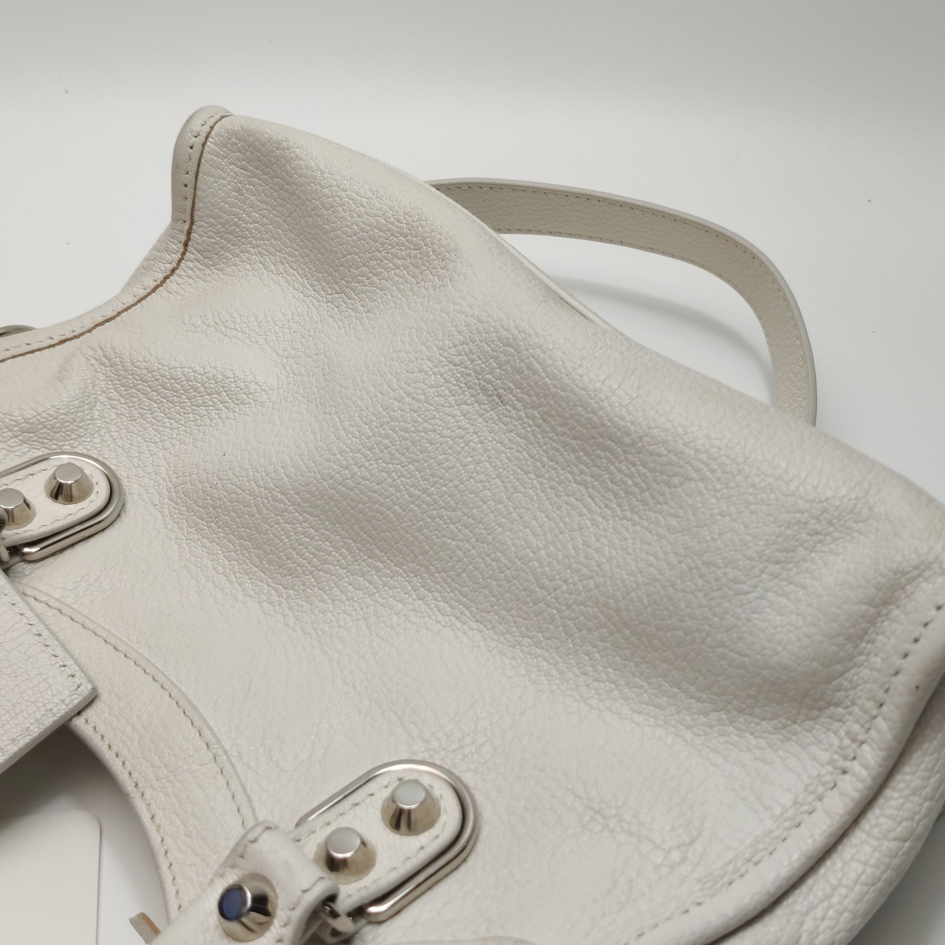 Balenciaga Mini City Metallic Edge White SHW