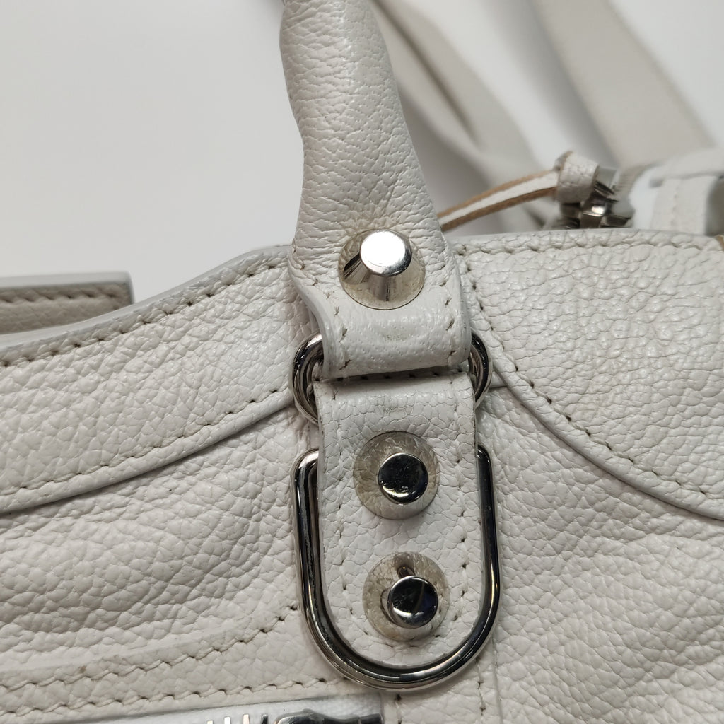 Balenciaga Mini City Metallic Edge White SHW