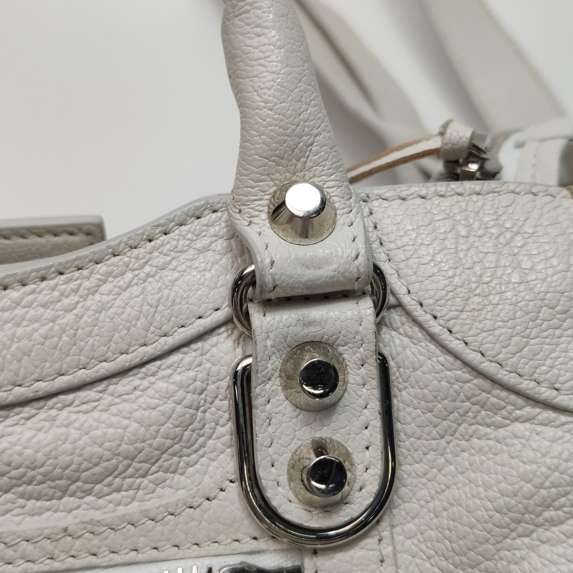 Balenciaga Mini City Metallic Edge White SHW
